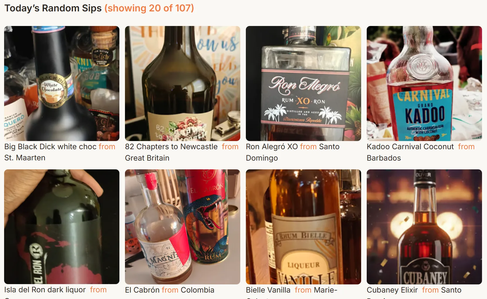 New All Drinks page